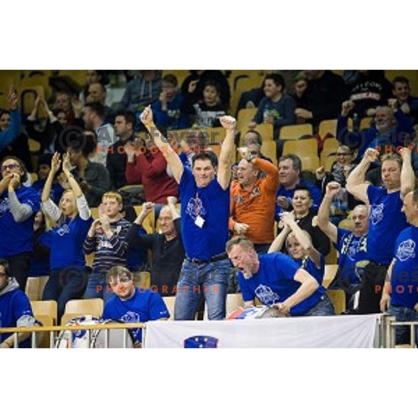 Sencur Fans in action during Pokal Spar semi final basketball match between Krka and Sencur, Tivoli, Ljubljana, Slovenia on February 16, 2018