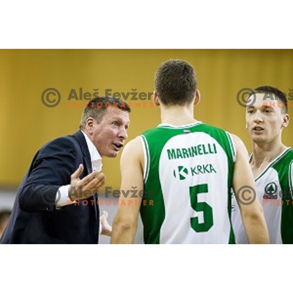 Simon Petrov in action during Pokal Spar semi final basketball match between Krka and Sencur, Tivoli, Ljubljana, Slovenia on February 16, 2018
