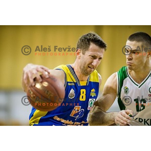 Ramo Rizvic, Marko Josilo in action during Pokal Spar semi final basketball match between Krka and Sencur, Tivoli, Ljubljana, Slovenia on February 16, 2018