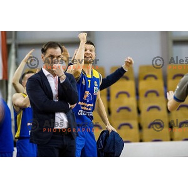 Dino Muric in action during Pokal Spar semi final basketball match between Krka and Sencur, Tivoli, Ljubljana, Slovenia on February 16, 2018