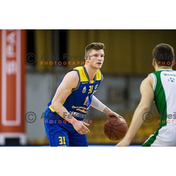 Jan Rebec in action during Pokal Spar semi final basketball match between Krka and Sencur, Tivoli, Ljubljana, Slovenia on February 16, 2018