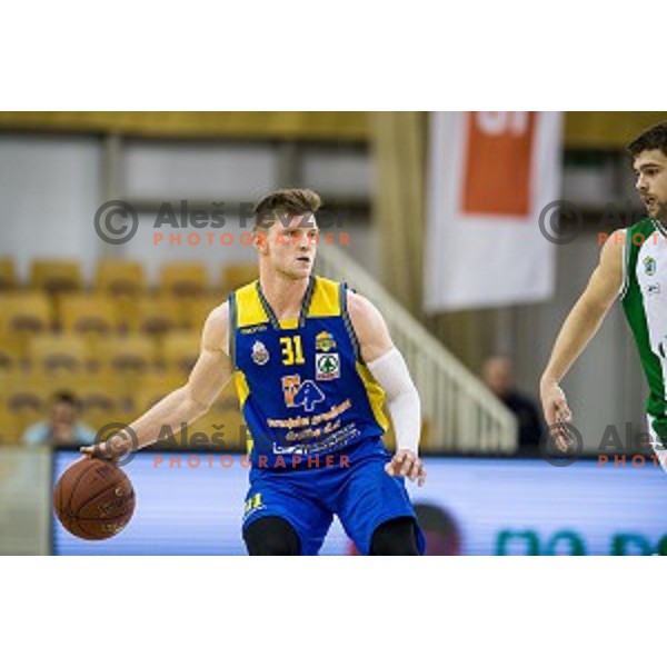 Jan Rebec in action during Pokal Spar semi final basketball match between Krka and Sencur, Tivoli, Ljubljana, Slovenia on February 16, 2018