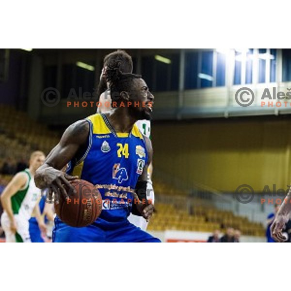Staphon Blair in action during Pokal Spar semi final basketball match between Krka and Sencur, Tivoli, Ljubljana, Slovenia on February 16, 2018