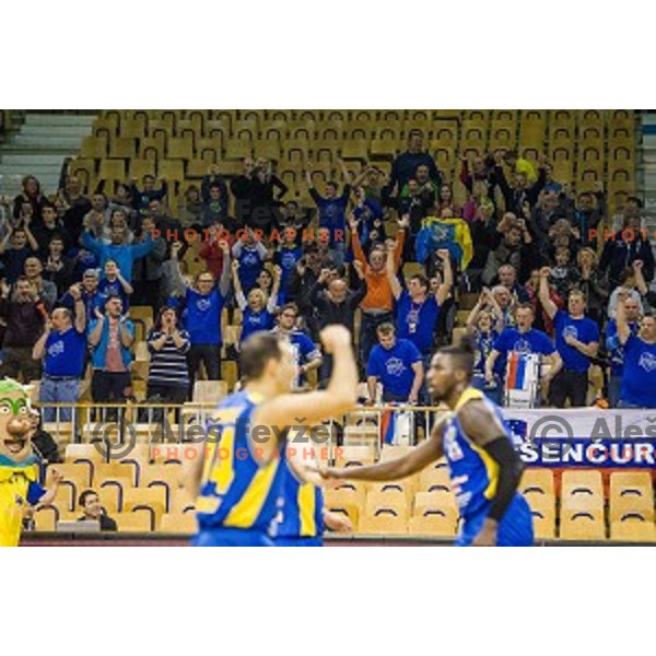 Sencur fans in action during Pokal Spar semi final basketball match between Krka and Sencur, Tivoli, Ljubljana, Slovenia on February 16, 2018