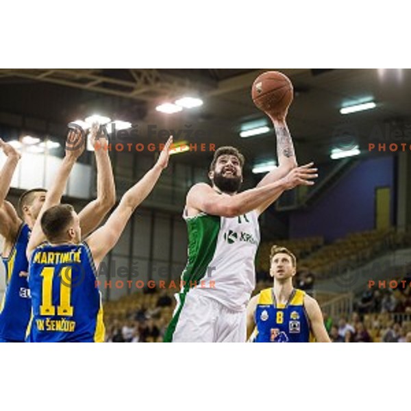 Ziga Dimec in action during Pokal Spar semi final basketball match between Krka and Sencur, Tivoli, Ljubljana, Slovenia on February 16, 2018