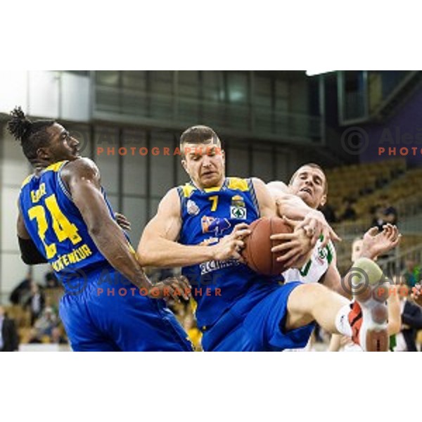 Dino Muric in action during Pokal Spar semi final basketball match between Krka and Sencur, Tivoli, Ljubljana, Slovenia on February 16, 2018