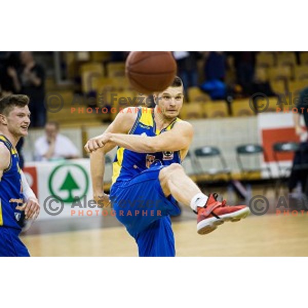 Jan Rebec, Dino Muric in action during Pokal Spar semi final basketball match between Krka and Sencur, Tivoli, Ljubljana, Slovenia on February 16, 2018