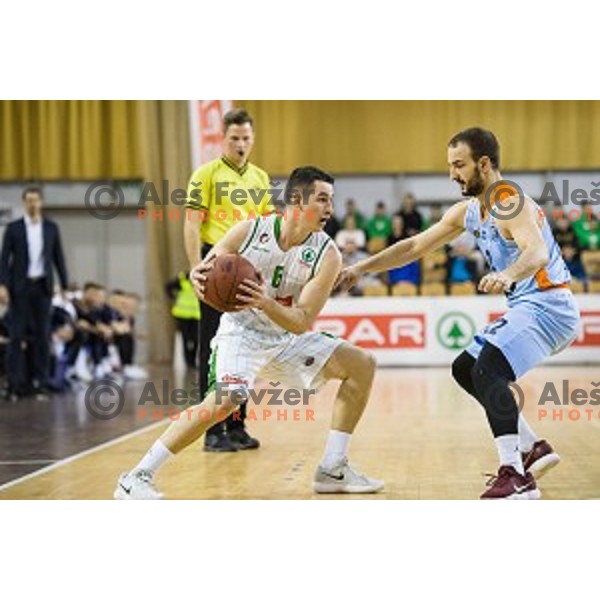 Jan Span, Daniel Vujasinovic in action during Pokal Spar semi final basketball match between Sixt Primorska and Petrol Olimpija, Tivoli, Ljubljana, Slovenia on February 16, 2018