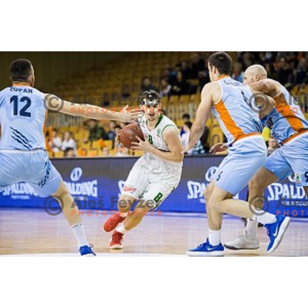 Roko Badzim in action during Pokal Spar semi final basketball match between Sixt Primorska and Petrol Olimpija, Tivoli, Ljubljana, Slovenia on February 16, 2018