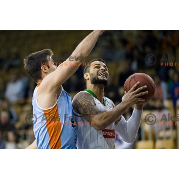 Devin Oliver in action during Pokal Spar semi final basketball match between Sixt Primorska and Petrol Olimpija, Tivoli, Ljubljana, Slovenia on February 16, 2018