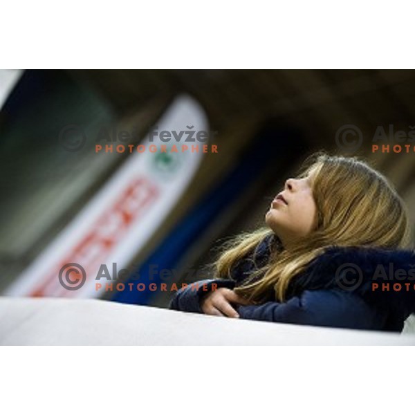 fan in action during Pokal Spar semi final basketball match between Sixt Primorska and Petrol Olimpija, Tivoli, Ljubljana, Slovenia on February 16, 2018