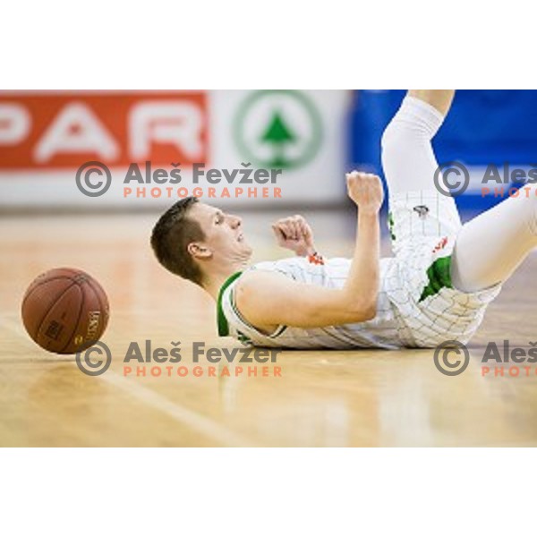 Gregor Hrovat in action during Pokal Spar semi final basketball match between Sixt Primorska and Petrol Olimpija, Tivoli, Ljubljana, Slovenia on February 16, 2018