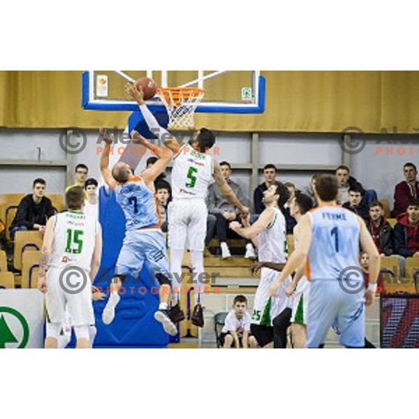 Zeljko Joksimovic, Devin Oliver in action during Pokal Spar semi final basketball match between Sixt Primorska and Petrol Olimpija, Tivoli, Ljubljana, Slovenia on February 16, 2018