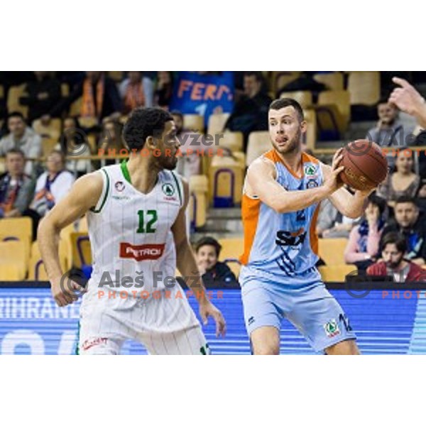 Nejc Zupan in action during Pokal Spar semi final basketball match between Sixt Primorska and Petrol Olimpija, Tivoli, Ljubljana, Slovenia on February 16, 2018