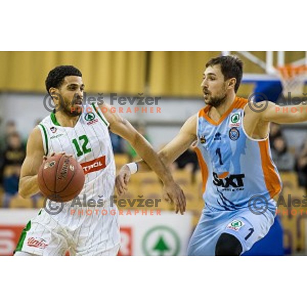 Talor Battle, Tadej Ferme in action during Pokal Spar semi final basketball match between Sixt Primorska and Petrol Olimpija, Tivoli, Ljubljana, Slovenia on February 16, 2018