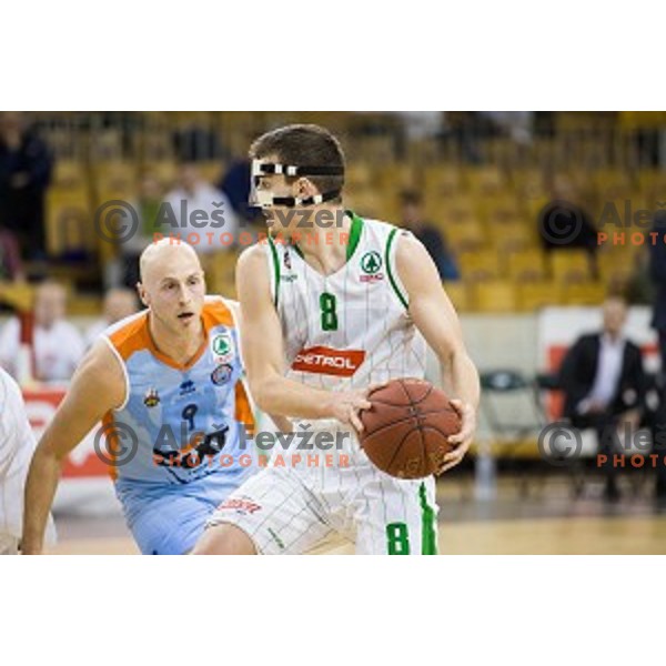 Roko Badzim in action during Pokal Spar semi final basketball match between Sixt Primorska and Petrol Olimpija, Tivoli, Ljubljana, Slovenia on February 16, 2018
