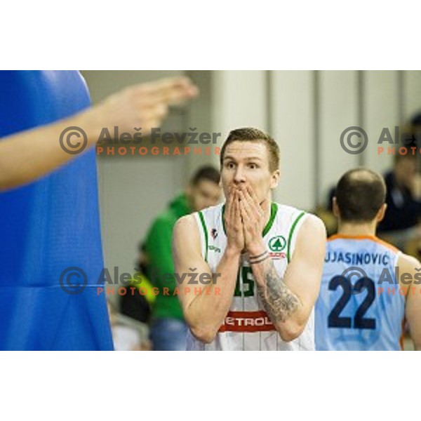 Gregor Hrovat in action during Pokal Spar semi final basketball match between Sixt Primorska and Petrol Olimpija, Tivoli, Ljubljana, Slovenia on February 16, 2018