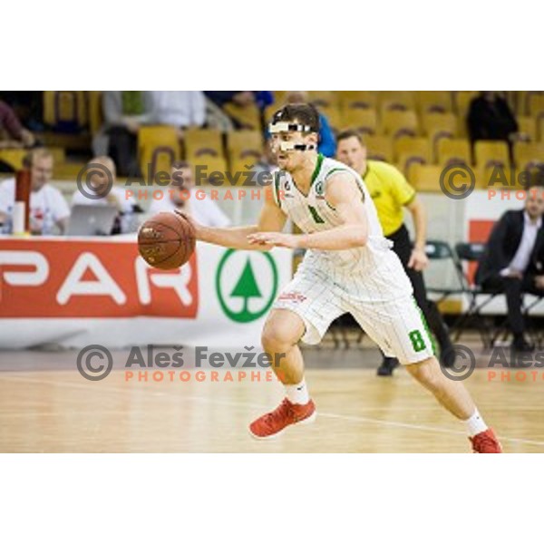 Roko Badzim in action during Pokal Spar semi final basketball match between Sixt Primorska and Petrol Olimpija, Tivoli, Ljubljana, Slovenia on February 16, 2018