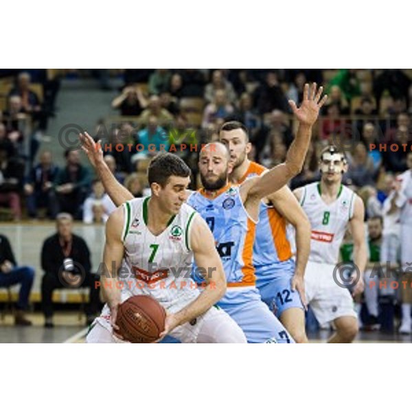 Drazen Bubnic, Zeljko Joksimovic in action during Pokal Spar semi final basketball match between Sixt Primorska and Petrol Olimpija, Tivoli, Ljubljana, Slovenia on February 16, 2018