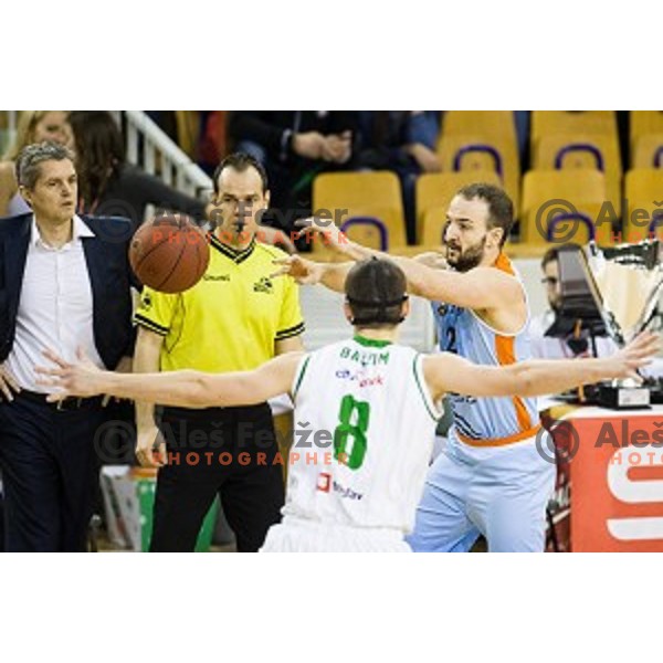 Daniel Vujasinovic in action during Pokal Spar semi final basketball match between Sixt Primorska and Petrol Olimpija, Tivoli, Ljubljana, Slovenia on February 16, 2018