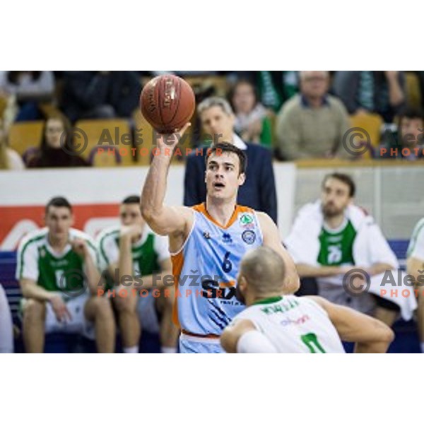 Marijan Cakarun in action during Pokal Spar semi final basketball match between Sixt Primorska and Petrol Olimpija, Tivoli, Ljubljana, Slovenia on February 16, 2018