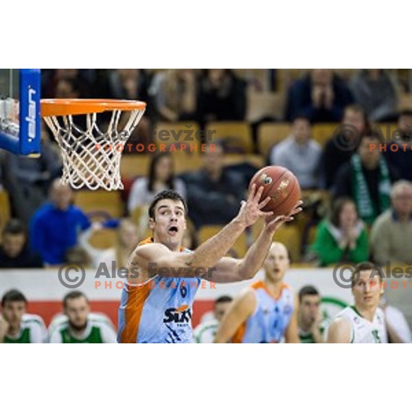 Marijan Cakarun in action during Pokal Spar semi final basketball match between Sixt Primorska and Petrol Olimpija, Tivoli, Ljubljana, Slovenia on February 16, 2018
