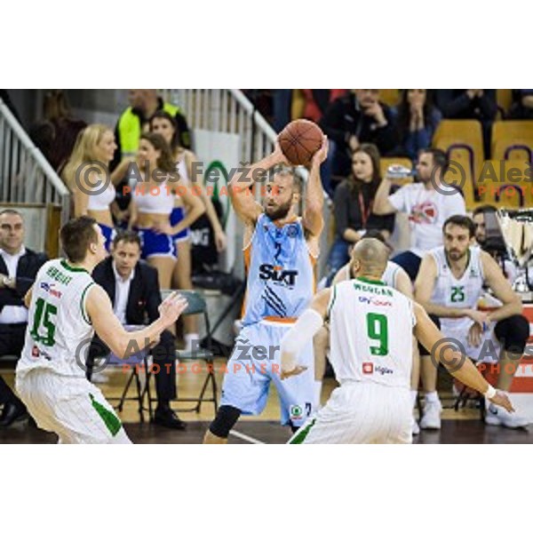 Nebojsa Joksimovic in action during Pokal Spar semi final basketball match between Sixt Primorska and Petrol Olimpija, Tivoli, Ljubljana, Slovenia on February 16, 2018