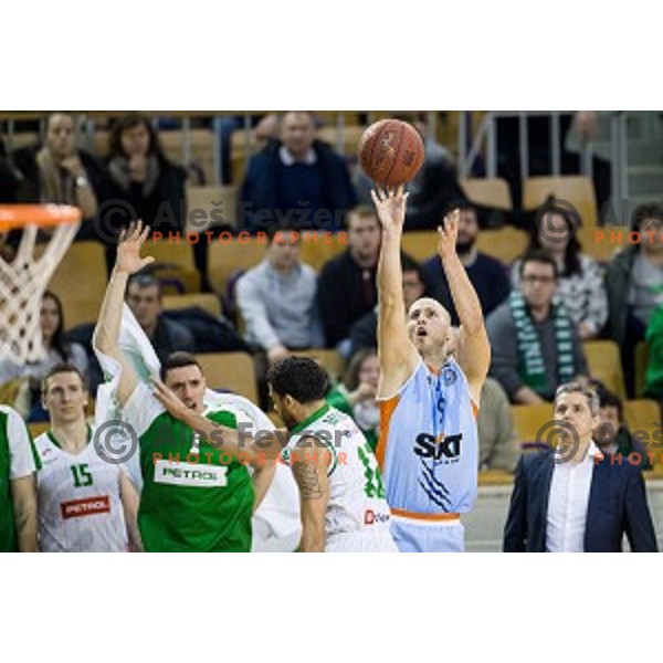 Mirko Mulalic in action during Pokal Spar semi final basketball match between Sixt Primorska and Petrol Olimpija, Tivoli, Ljubljana, Slovenia on February 16, 2018