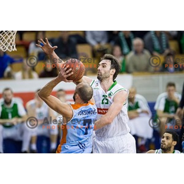 Mirza Begic in action during Pokal Spar semi final basketball match between Sixt Primorska and Petrol Olimpija, Tivoli, Ljubljana, Slovenia on February 16, 2018