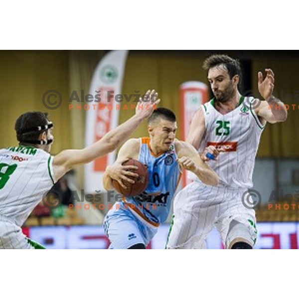 Matic Rebec, Mirza Begic in action during Pokal Spar semi final basketball match between Sixt Primorska and Petrol Olimpija, Tivoli, Ljubljana, Slovenia on February 16, 2018