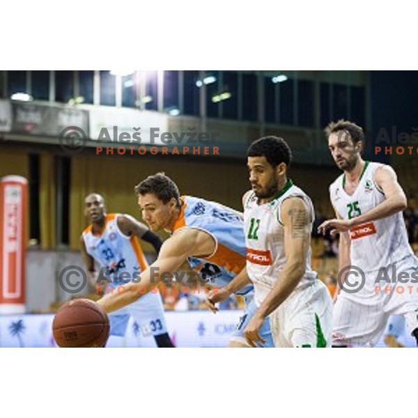 Jan Kosi, Talor Battle in action during Pokal Spar semi final basketball match between Sixt Primorska and Petrol Olimpija, Tivoli, Ljubljana, Slovenia on February 16, 2018
