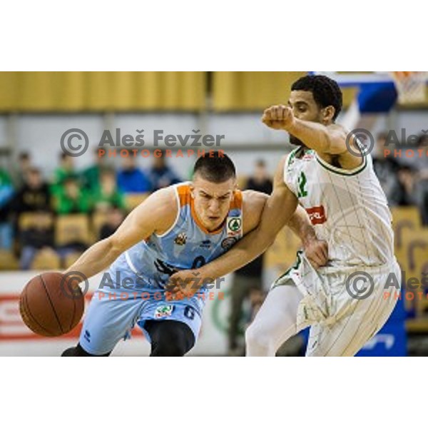 Matic Rebec, Talor Battle in action during Pokal Spar semi final basketball match between Sixt Primorska and Petrol Olimpija, Tivoli, Ljubljana, Slovenia on February 16, 2018