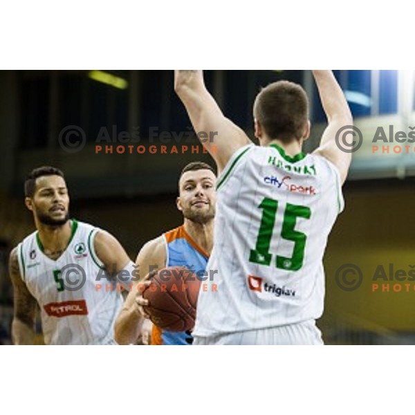 Nejc Zupan in action during Pokal Spar semi final basketball match between Sixt Primorska and Petrol Olimpija, Tivoli, Ljubljana, Slovenia on February 16, 2018