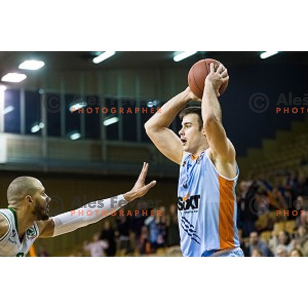 Marijan Cakarun in action during Pokal Spar semi final basketball match between Sixt Primorska and Petrol Olimpija, Tivoli, Ljubljana, Slovenia on February 16, 2018