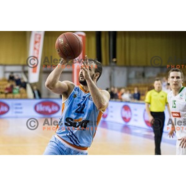 Daniel Vujasinovic in action during Pokal Spar semi final basketball match between Sixt Primorska and Petrol Olimpija, Tivoli, Ljubljana, Slovenia on February 16, 2018