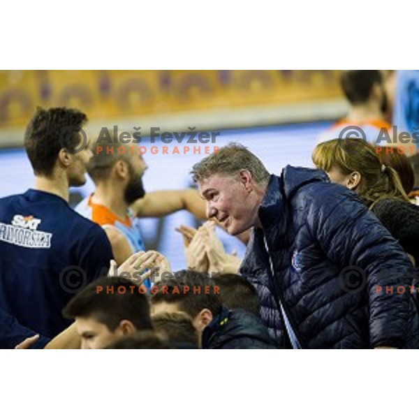 Sixt Primorska fans in action during Pokal Spar semi final basketball match between Sixt Primorska and Petrol Olimpija, Tivoli, Ljubljana, Slovenia on February 16, 2018