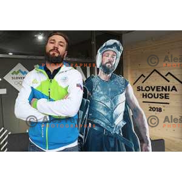 Press conference of Slovenia Snowboard and Ski Cross Olympic team in Slovenia house during PyeongChang 2018 Winter Olympic Games, South Korea on February 17, 2018