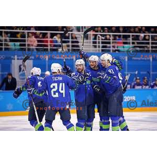 Olympic ice hockey tournament match between Slovakia and Slovenia during PyeongChang 2018 Winter Olympic Games, South Korea on February 17, 2018