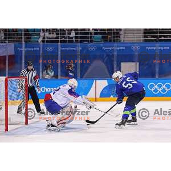 Olympic ice hockey tournament match between Slovakia and Slovenia during PyeongChang 2018 Winter Olympic Games, South Korea on February 17, 2018