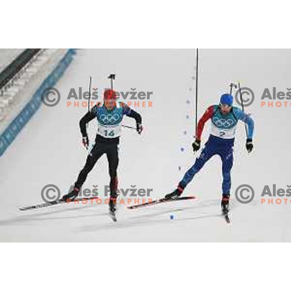 Martin Fourcade (FRA), Olympic champion in Men\'s Biathlon 15 km Mass start at Alpensia Biathlon Centre during PyeongChang 2018 Winter Olympic Games, South Korea on February 18, 2018