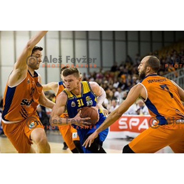 in action during Pokal Spar Final final basketball match between Sencur and SIXT Primorska, Tivoli, Ljubljana, Slovenia on February 18, 2018