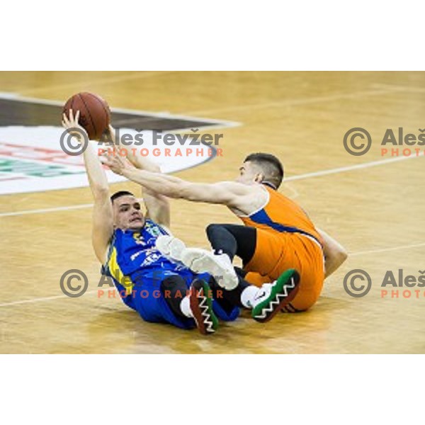 in action during Pokal Spar Final final basketball match between Sencur and SIXT Primorska, Tivoli, Ljubljana, Slovenia on February 18, 2018