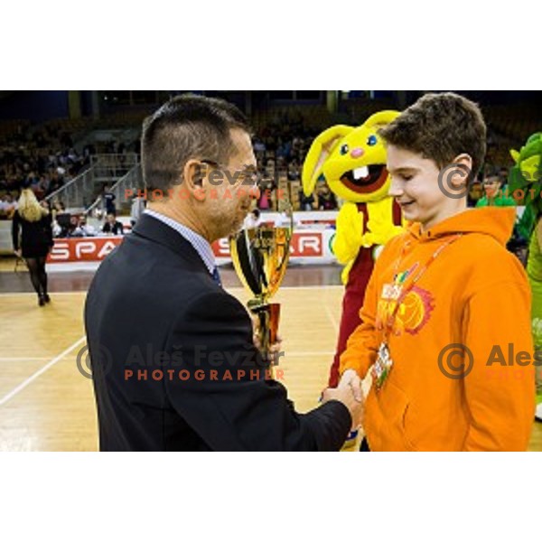 in action during Pokal Spar Final final basketball match between Sencur and SIXT Primorska, Tivoli, Ljubljana, Slovenia on February 18, 2018