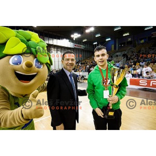 in action during Pokal Spar Final final basketball match between Sencur and SIXT Primorska, Tivoli, Ljubljana, Slovenia on February 18, 2018