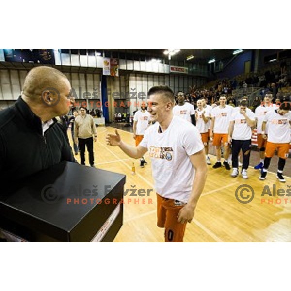 Matej Erjavec, Matic Rebec in action during Pokal Spar Final final basketball match between Sencur and SIXT Primorska, Tivoli, Ljubljana, Slovenia on February 18, 2018