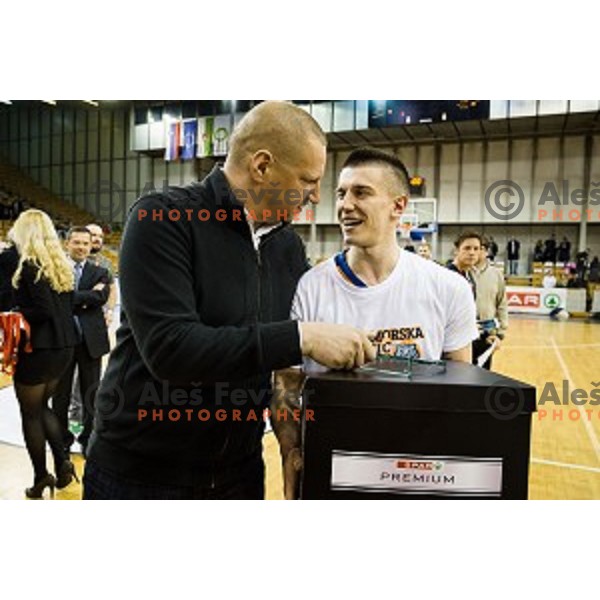 Matej Erjavec, Matic Rebec in action during Pokal Spar Final final basketball match between Sencur and SIXT Primorska, Tivoli, Ljubljana, Slovenia on February 18, 2018