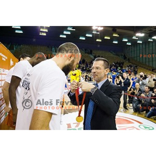 Nebojsa Joksimovic, Igor Marvin in action during Pokal Spar Final final basketball match between Sencur and SIXT Primorska, Tivoli, Ljubljana, Slovenia on February 18, 2018
