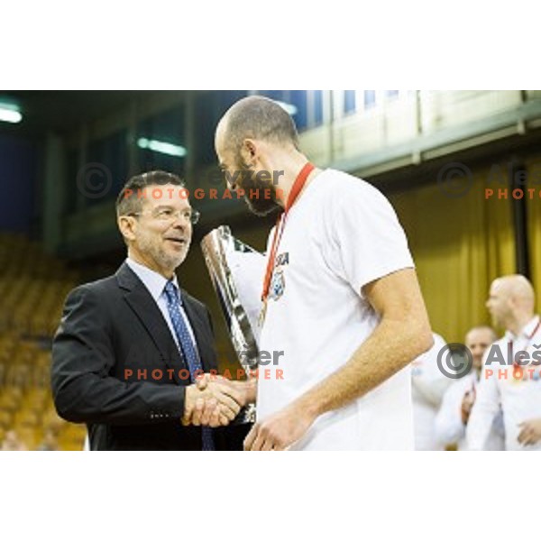 Nebojsa Joksimovic, Igor Marvin in action during Pokal Spar Final final basketball match between Sencur and SIXT Primorska, Tivoli, Ljubljana, Slovenia on February 18, 2018