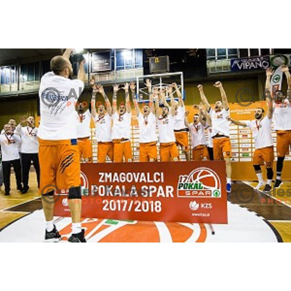 Sixt Primorska in action during Pokal Spar Final final basketball match between Sencur and SIXT Primorska, Tivoli, Ljubljana, Slovenia on February 18, 2018