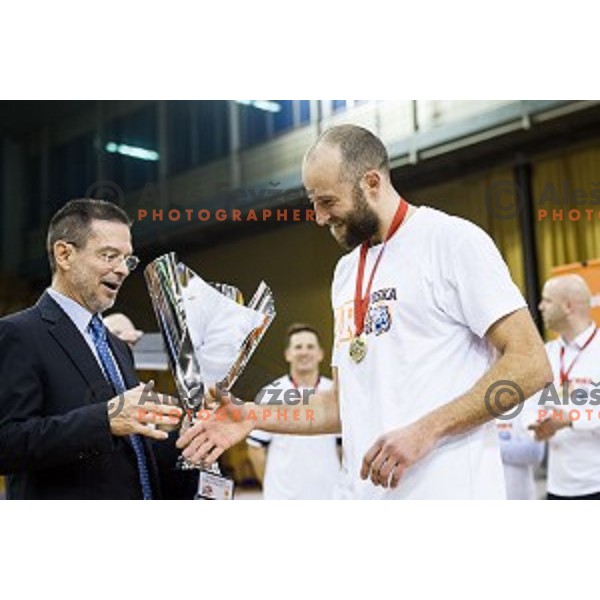 Igor Marvin, Nebojsa Joksimovic in action during Pokal Spar Final final basketball match between Sencur and SIXT Primorska, Tivoli, Ljubljana, Slovenia on February 18, 2018